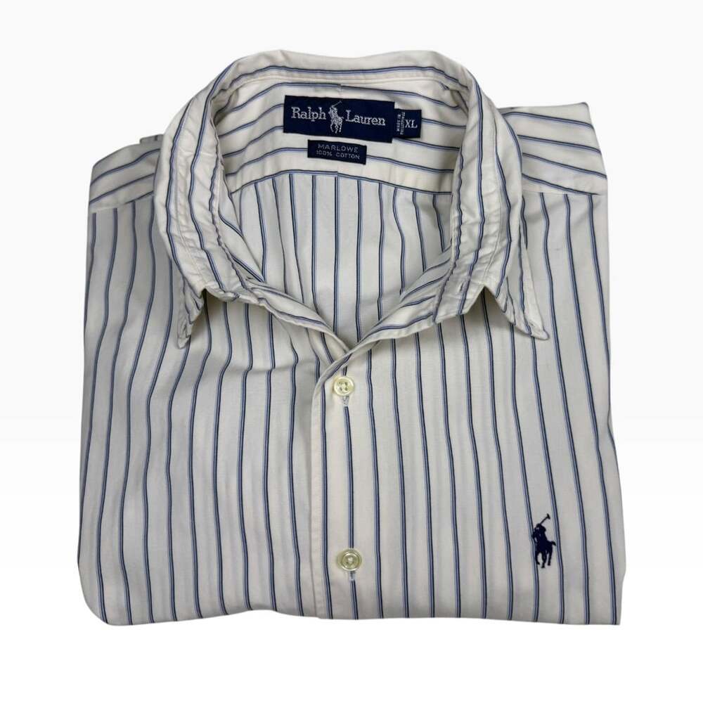 Ralph Lauren Marlowe Striped Button Down Shirt XL 100% Cotton